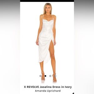 Revolve ivory satin midi dress